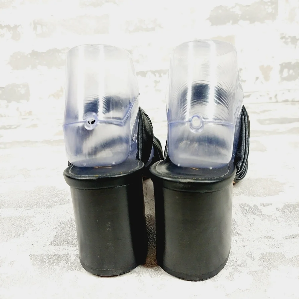 NEW Matisse Carmella Black Leather Slip On Block Heeled Sandals K276